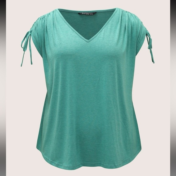 BloomChic Solid Drawstring Dolman Sleeve T-shirt - Picture 6 of 6